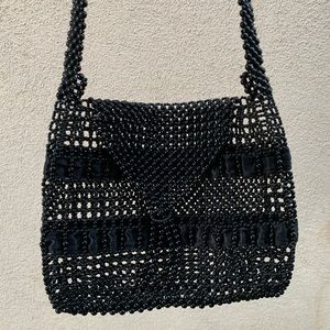 Vintage Black Beaded Mini Shoulder Bag